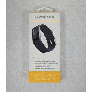 Silicone Band Compatible For Fitbit Charge 3 and Charge 4 Black Wristwatch Band